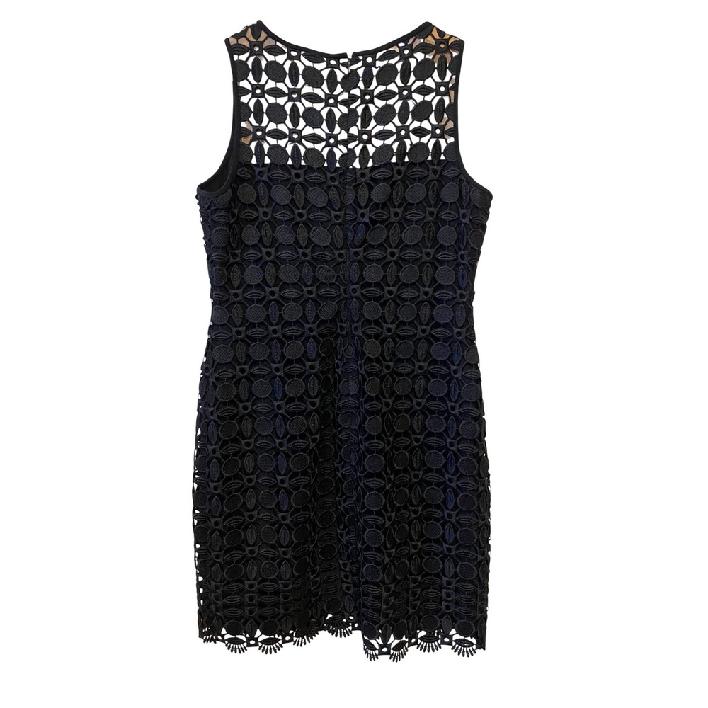 Lauren Ralph Lauren Dress Size 10P Black Eyelet Lace Sheath Mesh Career Church